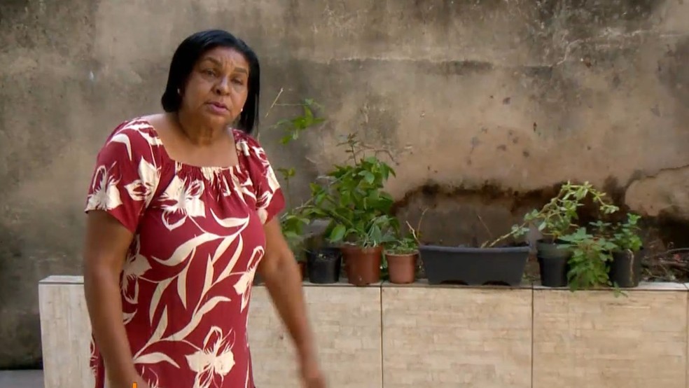 Magali Morais de Oliveira Soares encontrou o corpo da filha, Miriam de Oliveira Soares, de 39 anos, enterrado no quintal de casa, na Serra, Espírito Santo — Foto: TV Gazeta