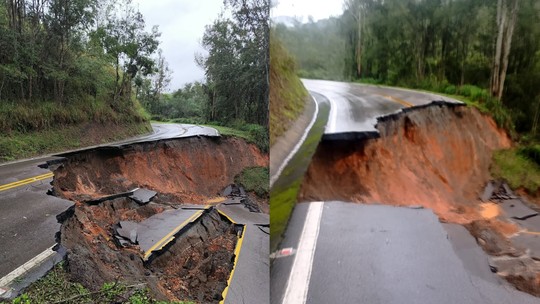 Chuvas interditam rodovias, abrem cratera e deixam cidade do PR isolada