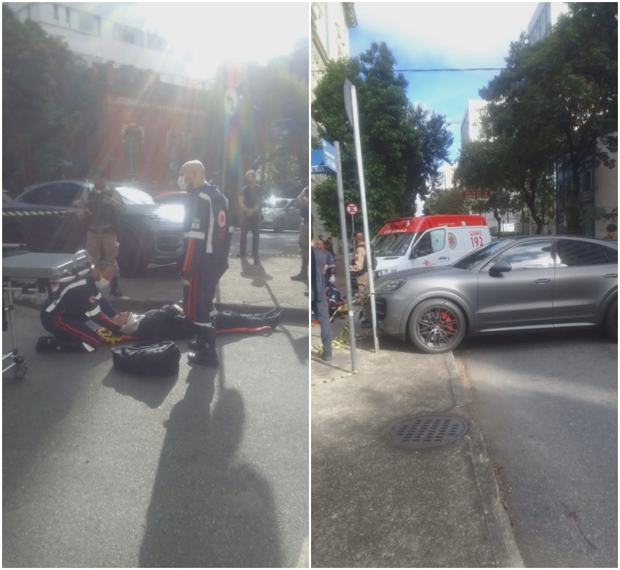Médico em Porsche avança parada obrigatória e bate em moto por app em BH; VÍDEO