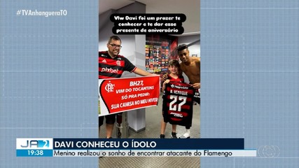 Morador de Palmas conhece ídolo que joga no Flamengo; confira