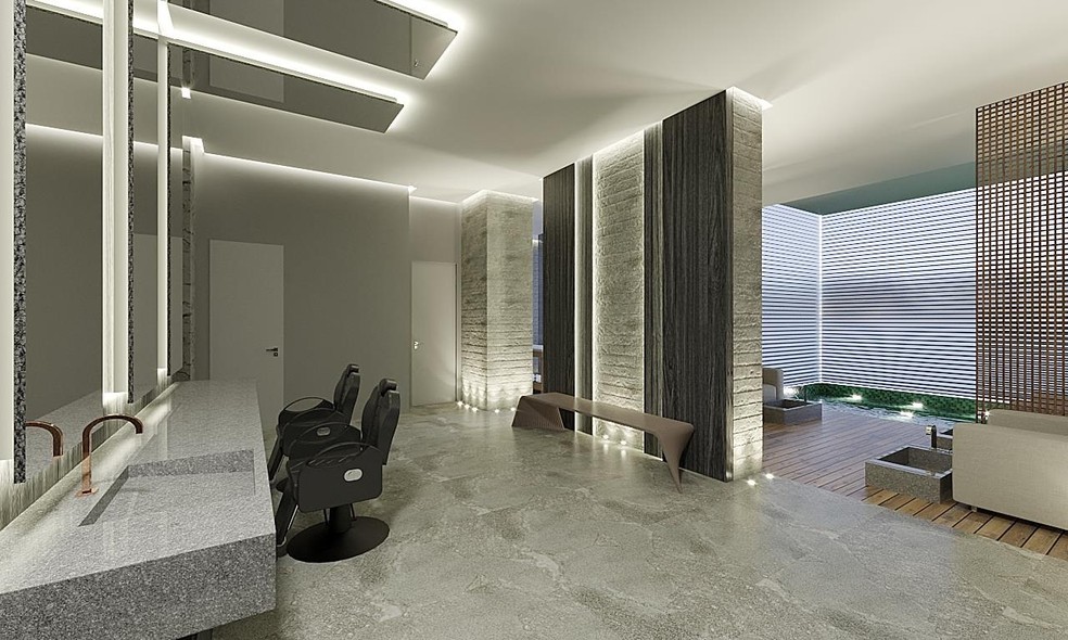 Spa masculino no Prédio Yachthouse, em Balneário Camboriú — Foto: Divulgação