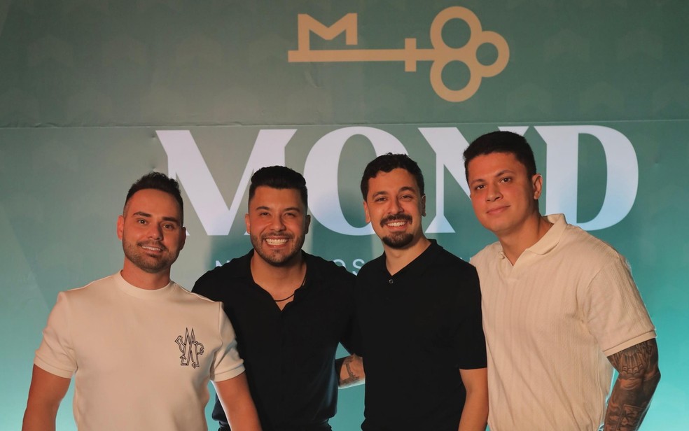 Cantor Murilo Huff e sócios Pedro Archanjo, Gustavo Almeida e João Paulo em Goiânia, Goiás — Foto: Divulgação/Assessoria de Imprensa Murilo Huff
