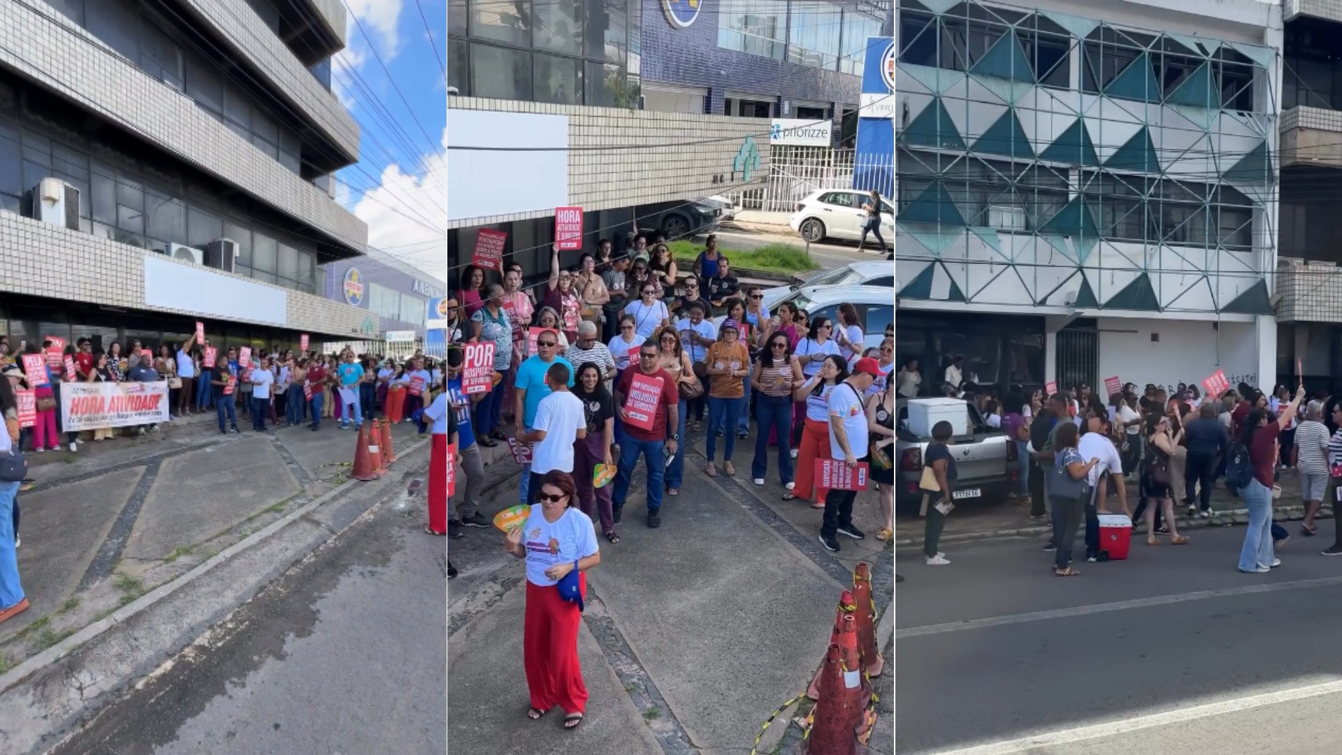 Professores protestam e param atividades em frente à Semed em São Luís 