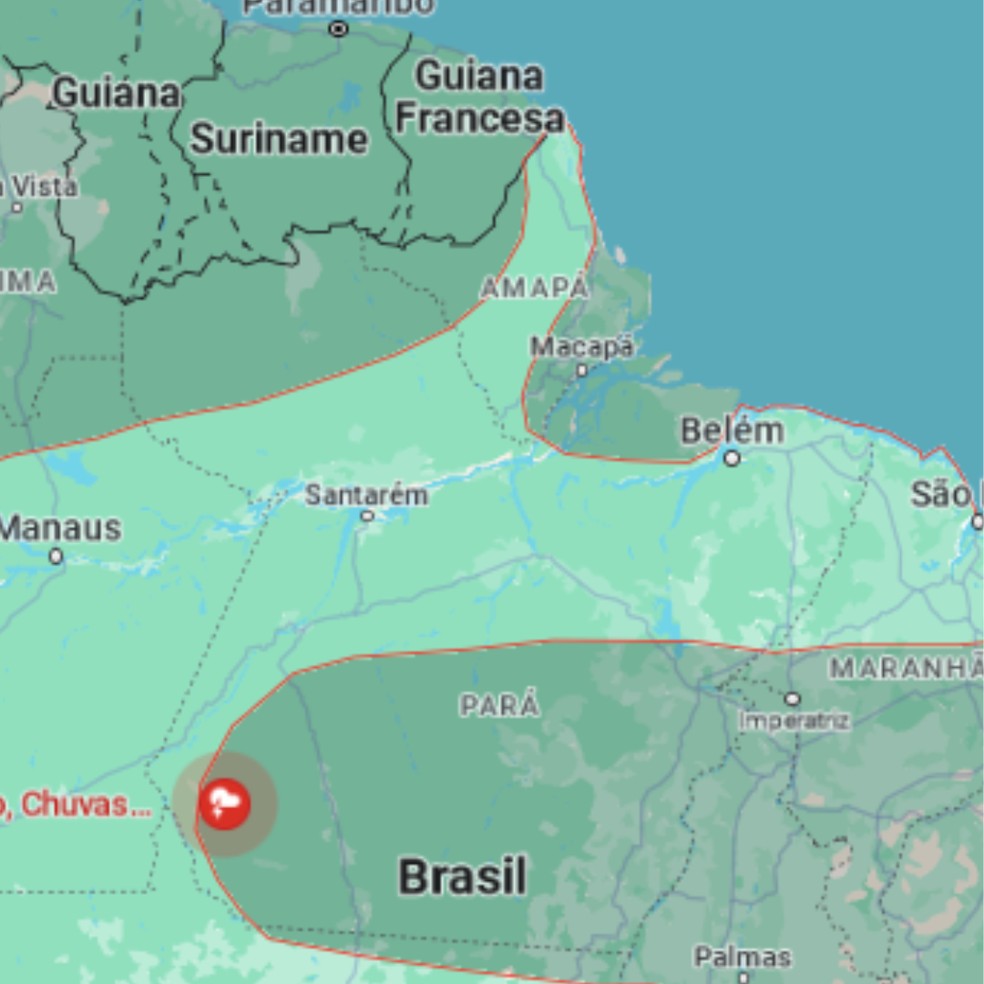 Alerta amarelo aponta chuvas intensas para parte do estado do Pará — Foto: Reprodução/Inmet