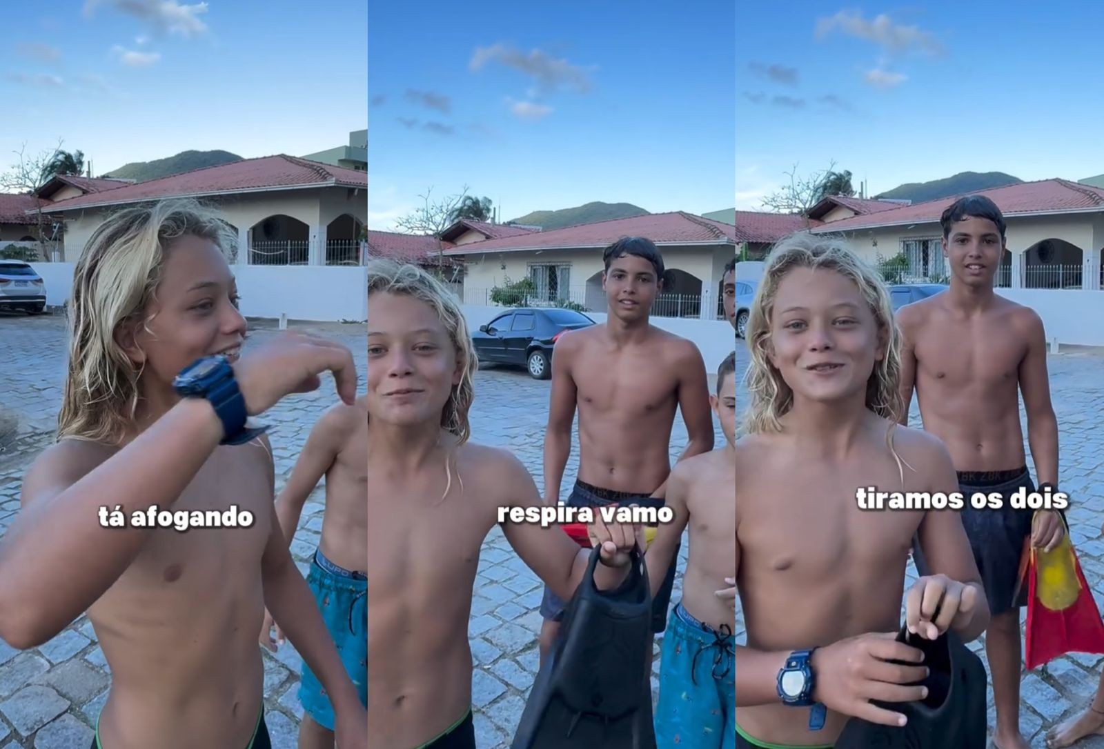 Surfistas mirins salvam criança e adolescente de afogamento em SC e viralizam nas redes sociais: 'Tiramos os dois!'