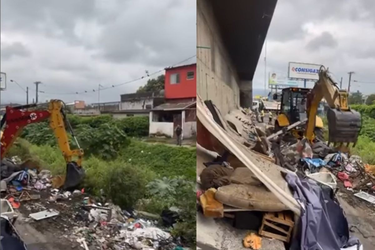 Vereador filma limpeza e remoção de barracas em viaduto de São Vicente; MPF e Direitos Humanos acionados