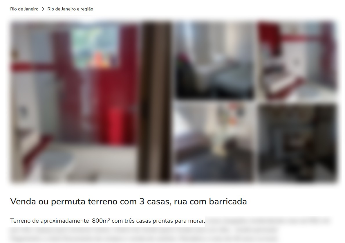 Anúncio de imóvel em Niterói surpreende ao destacar presença de barricadas na rua