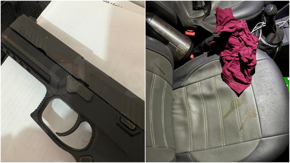 Larissa relatou para a amiga que o companheiro a agrediu no carro, com uma pistola que ele levava no veículo. — Foto: Arquivo pessoal