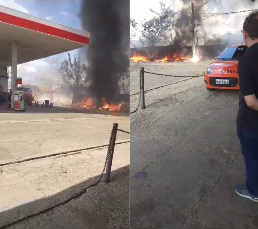 Vídeo: incêndio quase atinge posto de combustível na Zona Sul de Teresina