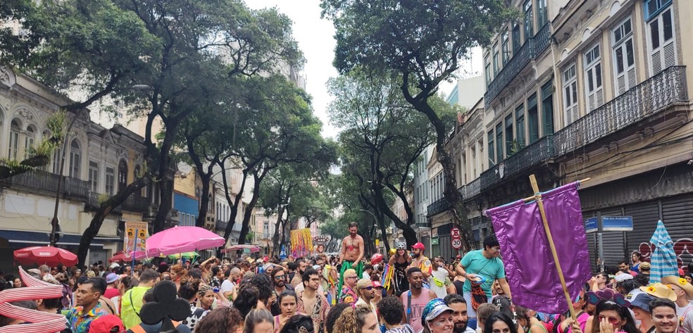Bloco Amores Líquidos desfila pelo Centro do Rio no pré-carnaval — Foto: João Ricardo Gonçalves/ g1