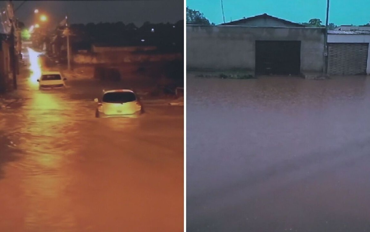 Temporal em Goiânia provoca deslizamento, deixa carros ilhados e ruas alagadas; chuva deve continuar no fim de semana