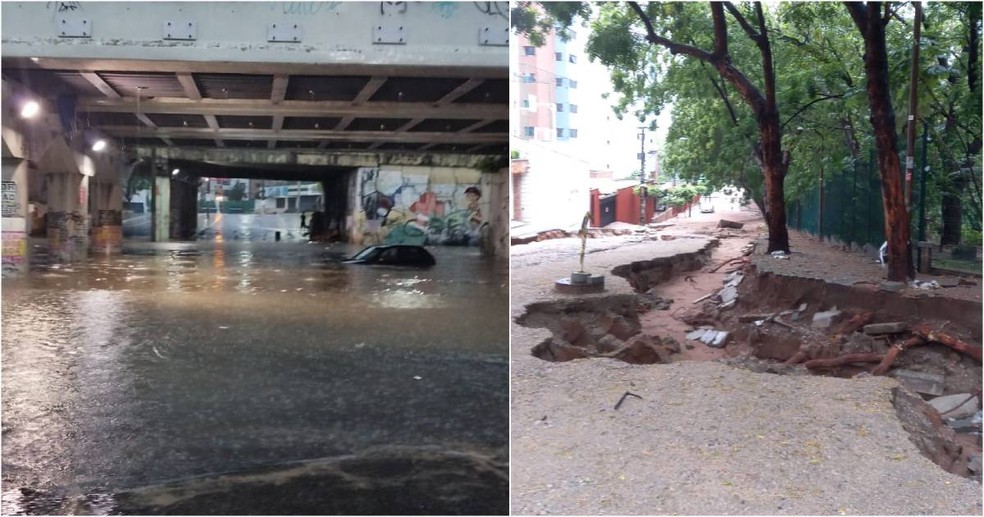 Choveu mais no sábado (10) em Fortaleza que o esperado para todo o mês de fevereiro — Foto: Reprodução