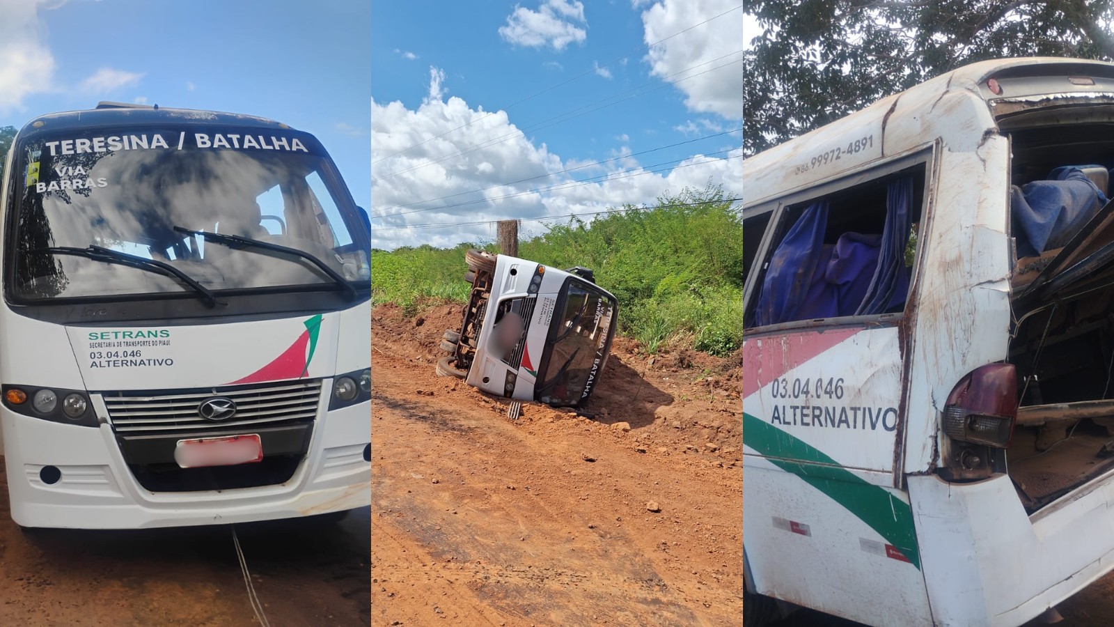 Van tomba e deixa nove passageiros feridos na PI-113, em José de Freitas