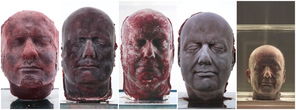 Série 'Self', de Marc Quinn, na qual usou o próprio sangue para esculpir autorretratos — Foto: Marc Quinn
