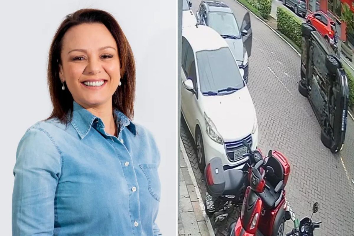 Vereadora Janaina Ballaris tomba carro em acidente em Praia Grande; VÍDEO