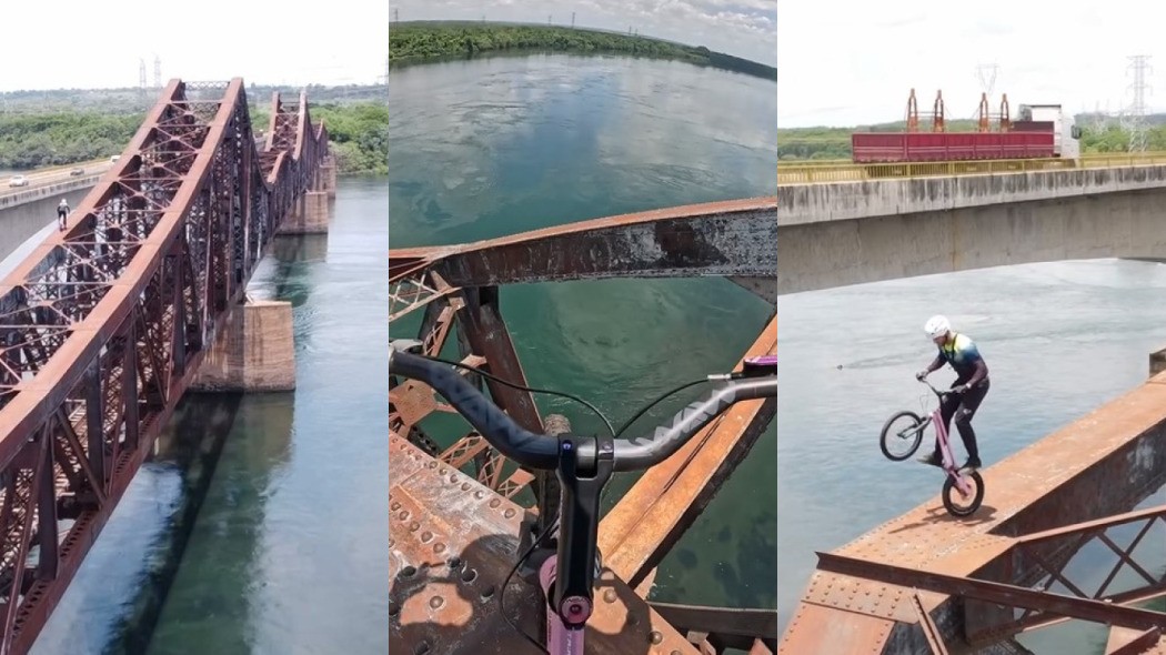 Vídeo: Atleta viraliza ao fazer manobra radical de bike em ponte ferroviária de MS, 'um dos projetos mais loucos que fiz'