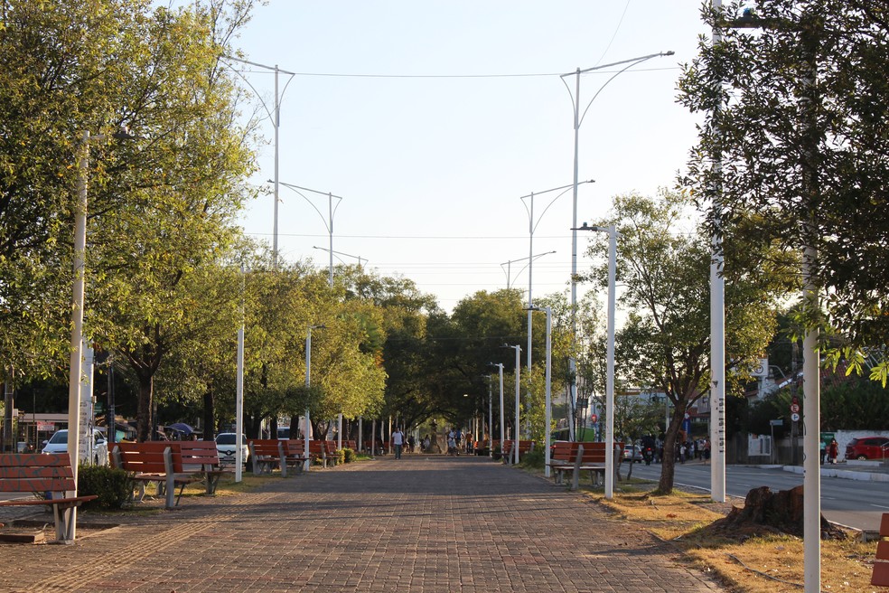 Passeio central da avenida Frei Serafim, em Teresina. — Foto: Mayara Valença/g1 Piauí.