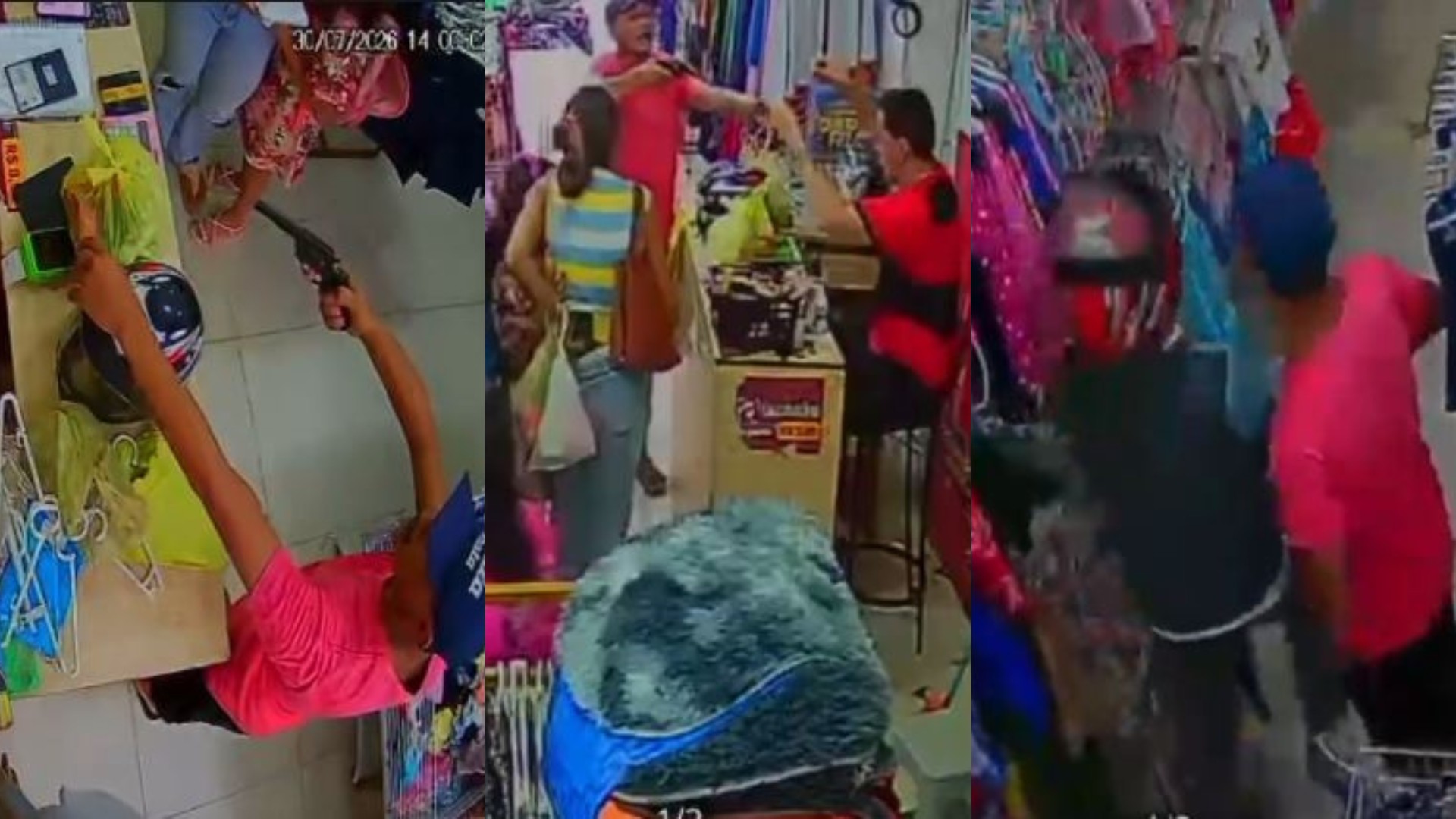 Câmeras flagram assalto a loja no Centro de Santa Inês; suspeitos fogem