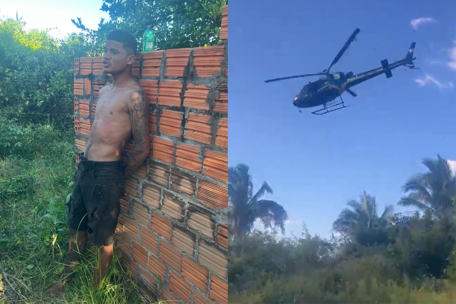 Suspeito de matar homem e mulher a tiros é preso em matagal no PI; helicóptero fez buscas