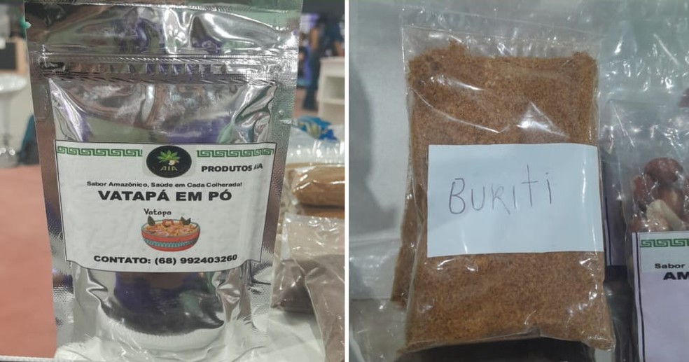 Tacacá instantâneo, vatapá e buriti foram criados por pesquisador do Acre — Foto: Hellen Monteiro/G1