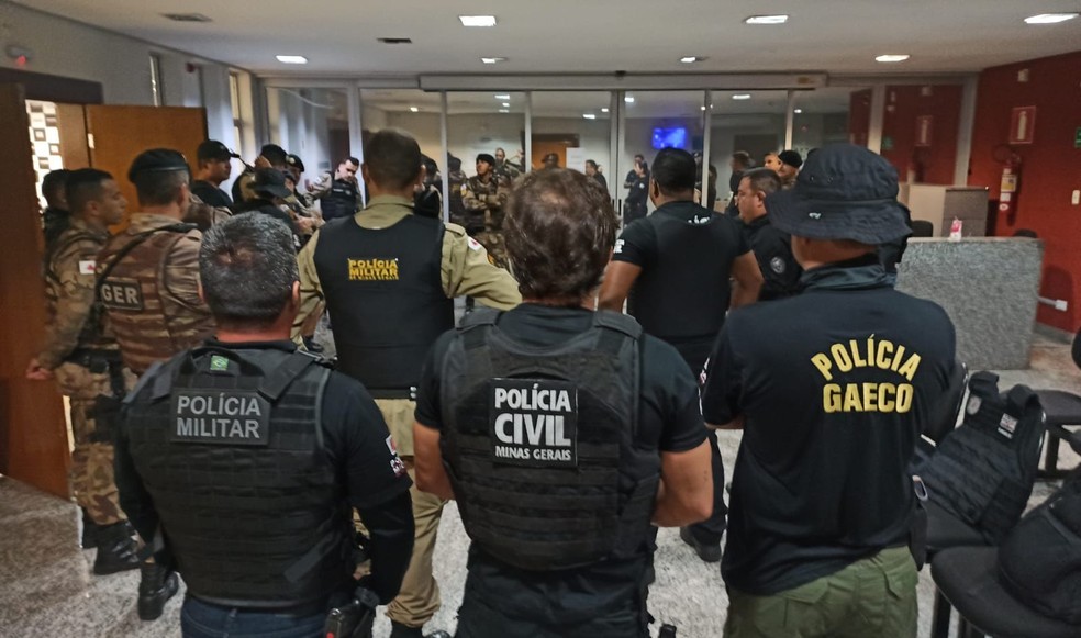 Fase da operação realizada anteriormente em Uberlândia — Foto: Gaeco/Divulgação