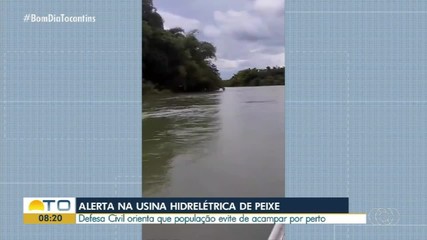 Usina hidrelétrica de Peixe aumenta volume na água e defesa civil emite alerta