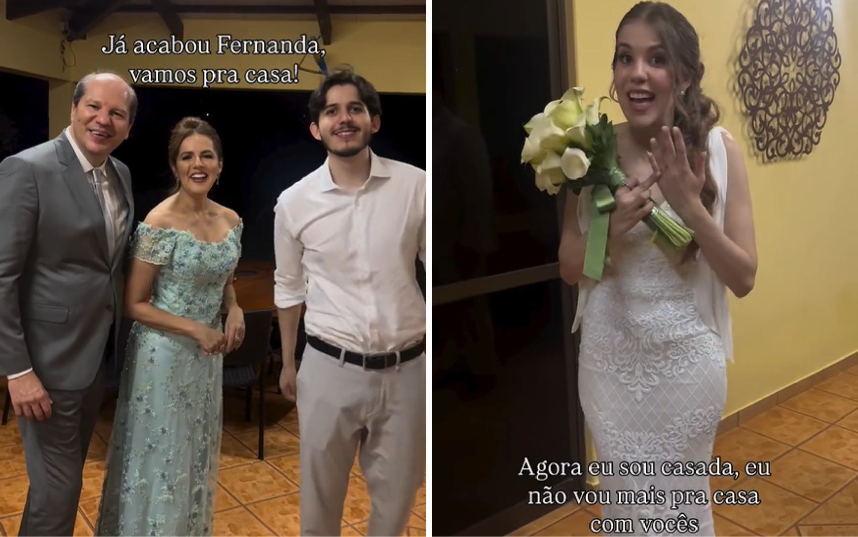 Médica emociona em vídeo com os pais e o irmão após casamento: 'Não vou mais para casa com vocês'