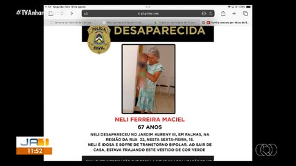 Família procura por idosa que desapareceu após sair de casa em Palmas