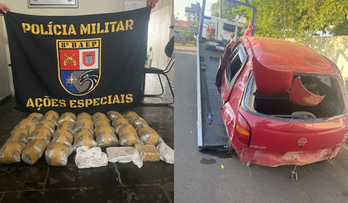 Casal preso com 15 kg de drogas após capotar em SP