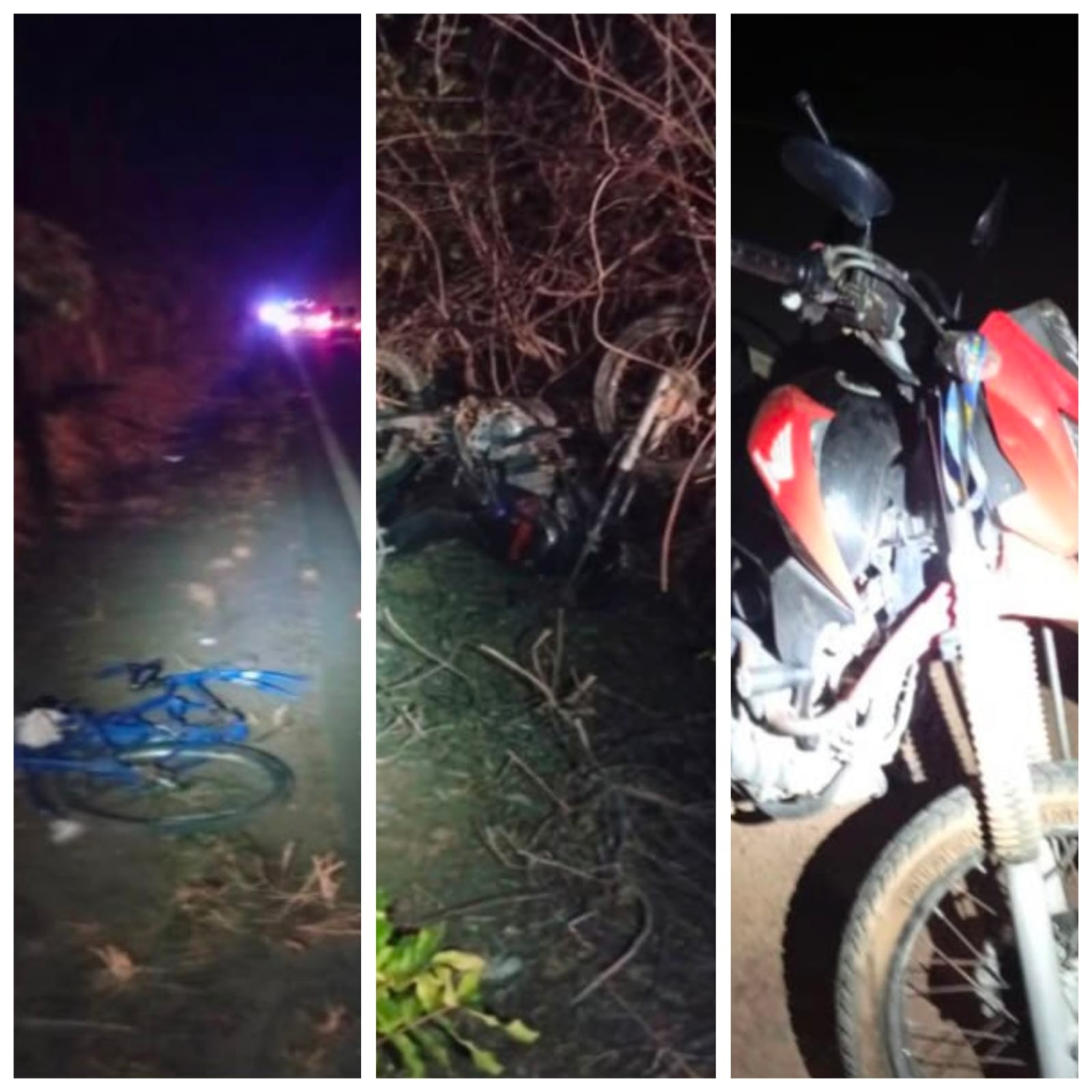 Acidente entre bicicleta e duas motos deixa um morto e três feridos na MG-402