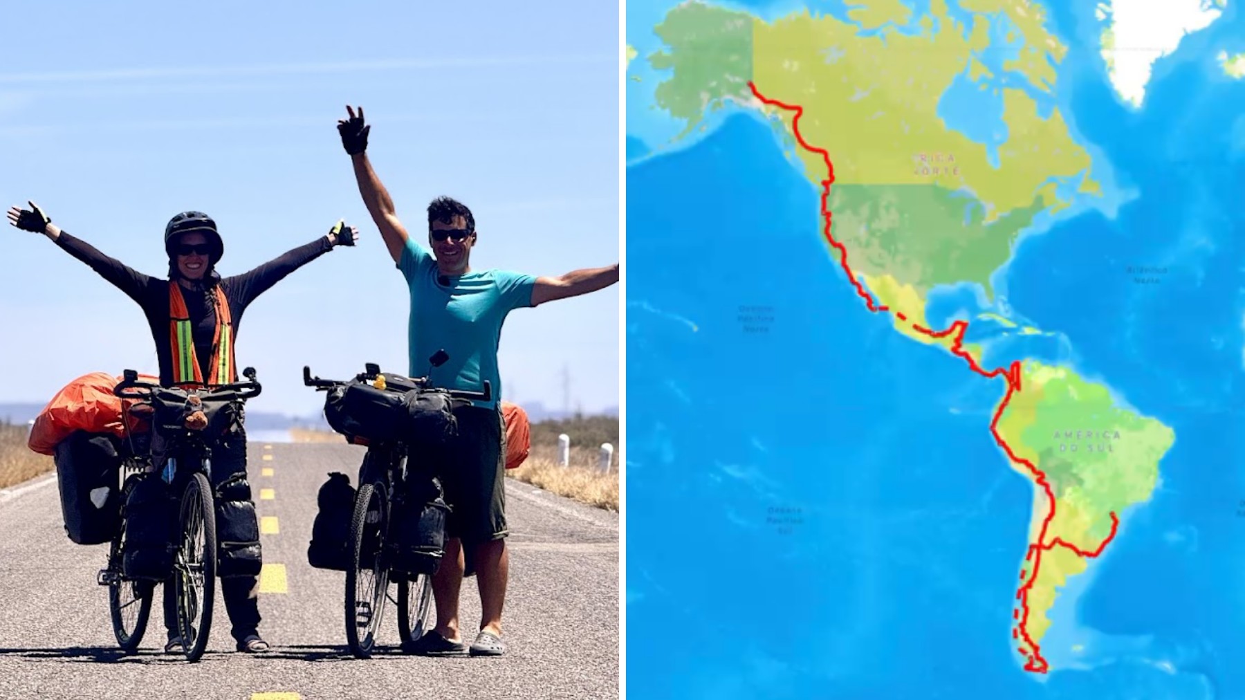 Casal paranaense larga emprego, vende tudo e passa mais de dois anos viajando de bicicleta para cruzar a América, de Ushuaia ao Alasca