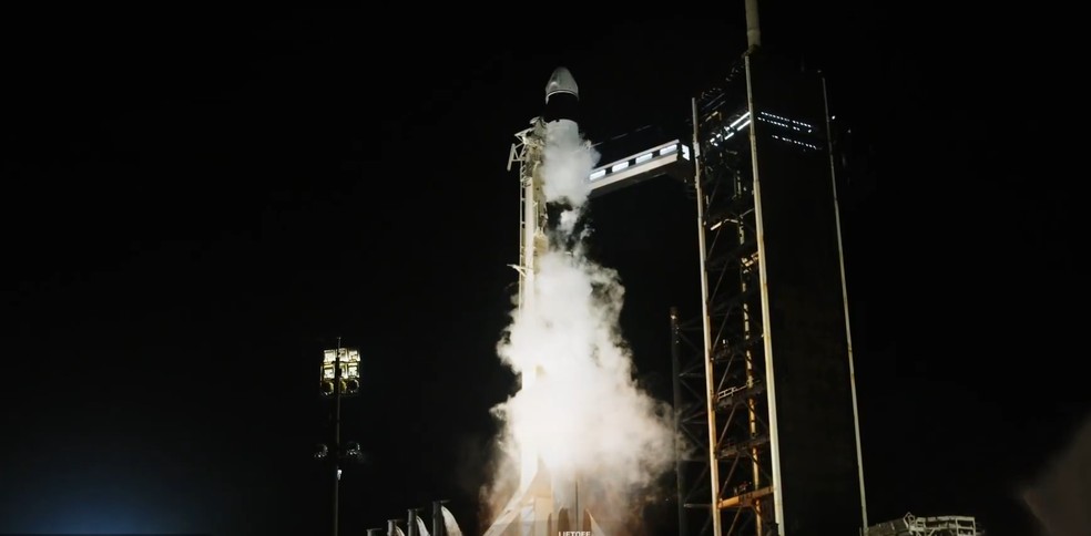Sapce X lança astronautas à órbtia polar — Foto: Reprodução/X