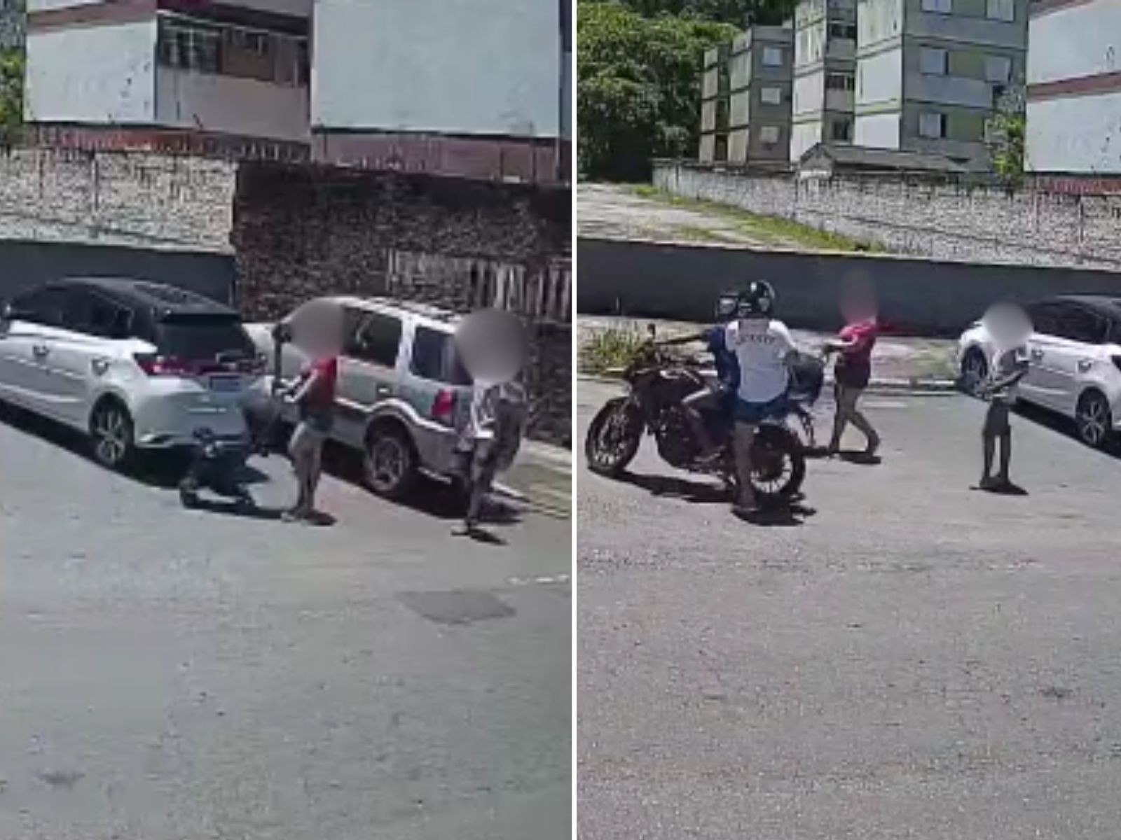 Vídeo mostra casal com bebê sendo roubado por dupla armada em Santos