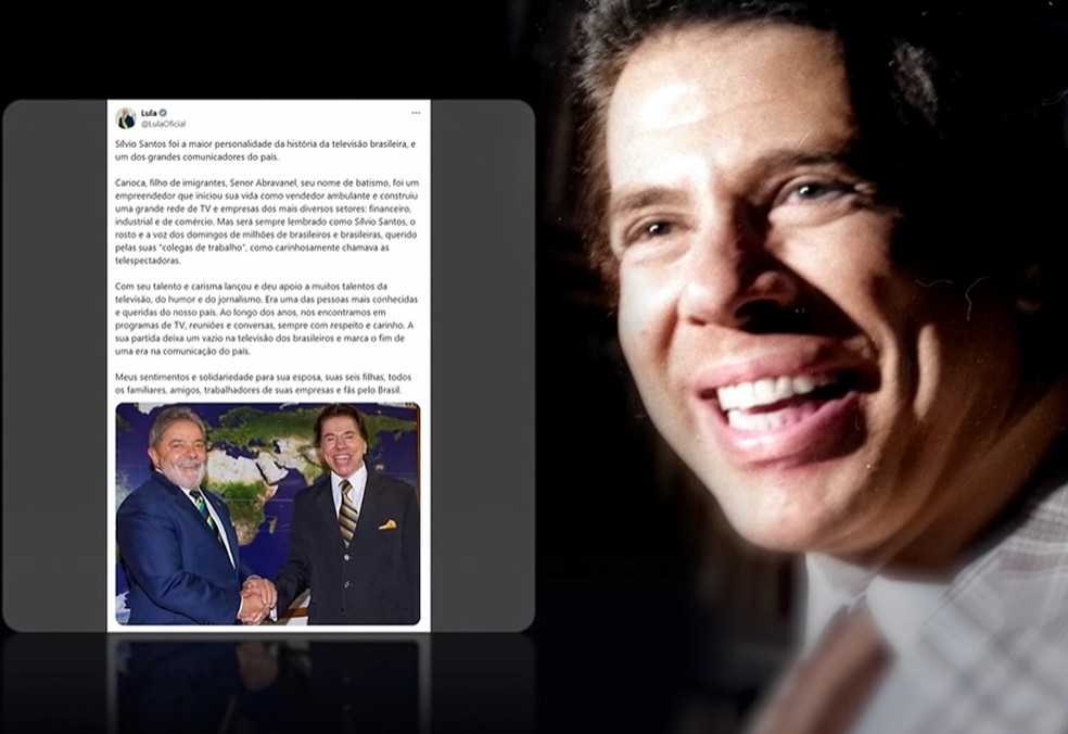 Lula lamentou a morte de Silvio — Foto: Reprodução TV Globo