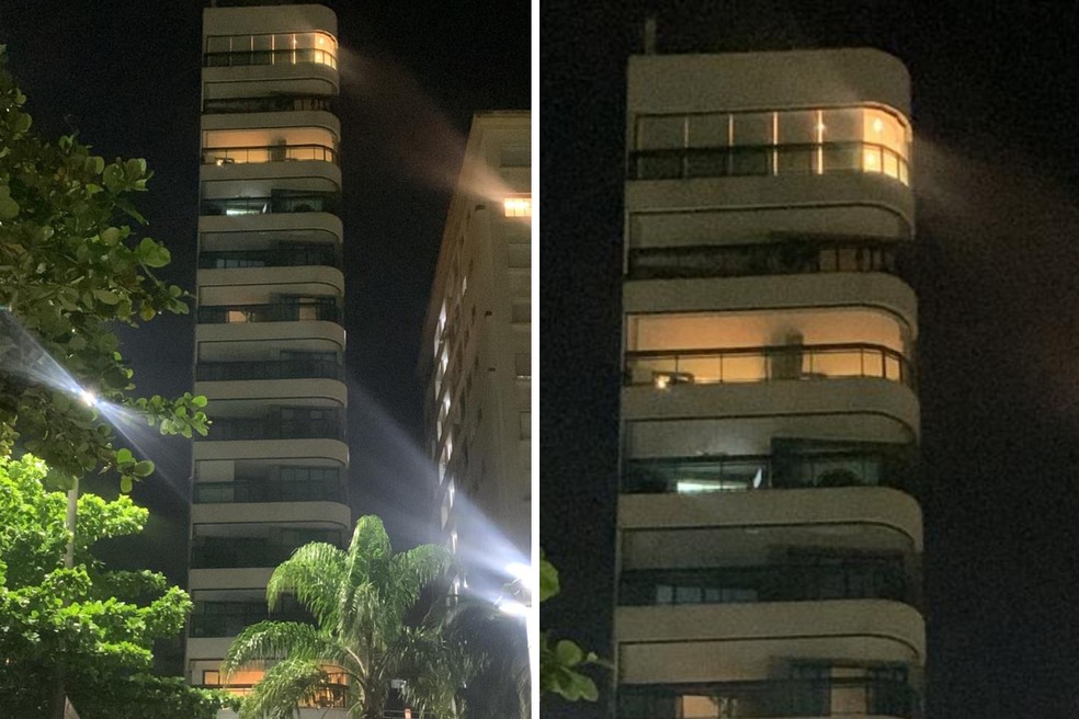 Robinho foi preso em um prédio no bairro Aparecida, em Santos, onde tem um apartamento na cobertura  — Foto: Addriana Cutino/g1