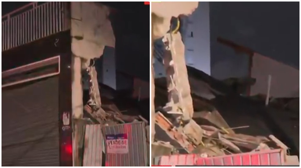Prédio de quatro andares desaba em Guarulhos, na Grande SP; ninguém ficou ferido — Foto: Reprodução/TV Globo