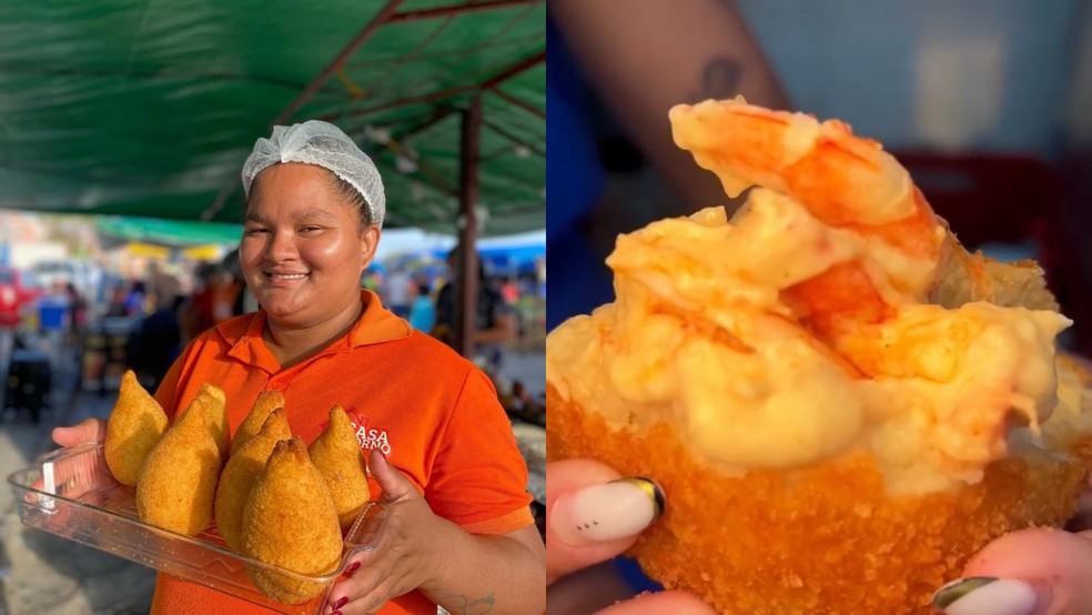 A 'coxinha pata de dinossauro' trouxe mais popularidade para o negócio que viralizou nas redes sociais — Foto: Reprodução/Redes Sociais