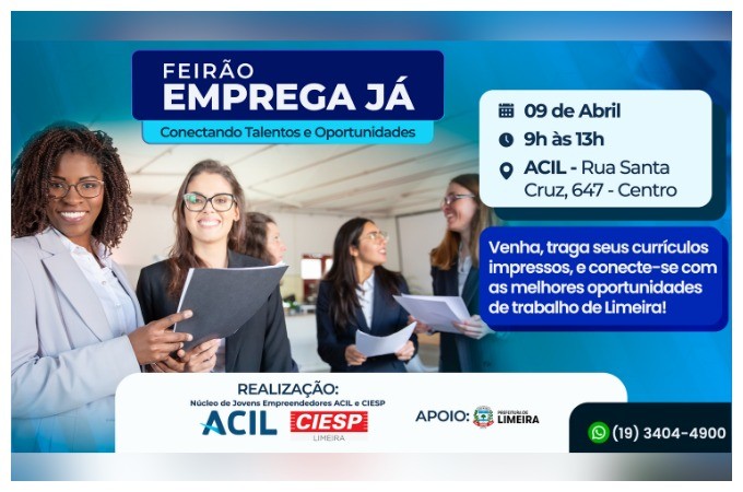 Feirão Emprega Já impulsiona Limeira com mais de 150 vagas em diferentes setores