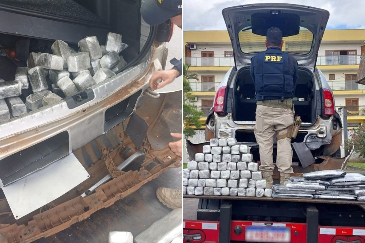 Dupla é presa com 57 kg de drogas escondidas em carro guinchado no interior de SP