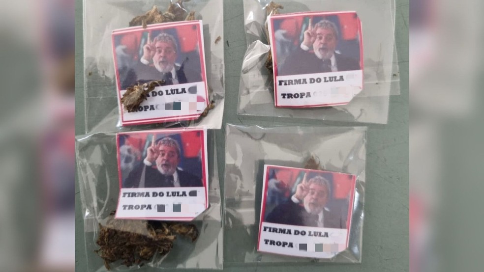 Imagem do presidente Lula estava em embalagem de papelotes de maconha apreendidos pela polícia em Fortaleza. — Foto: Reprodução