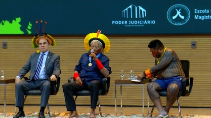 Durante palestra em Palmas, cacique Raoni defende meio ambiente e defende povos indígenas
