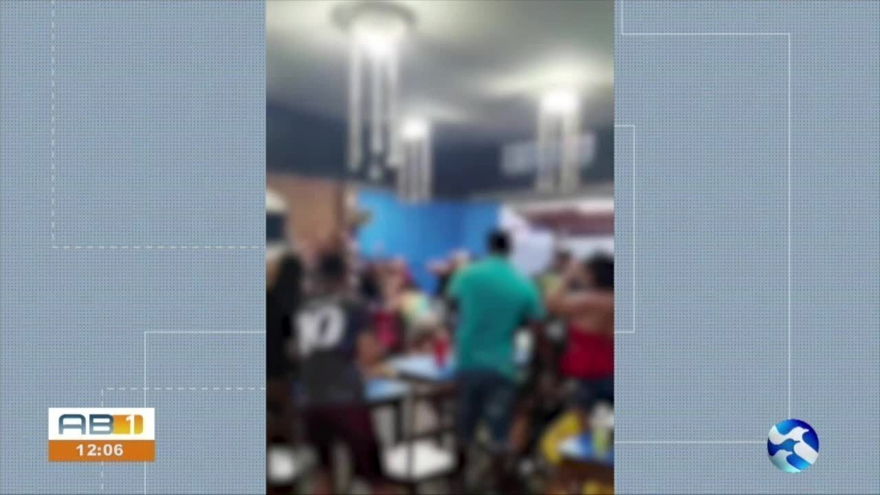 VÍDEO mostra pancadaria e confusão generalizada em bar em Caruaru