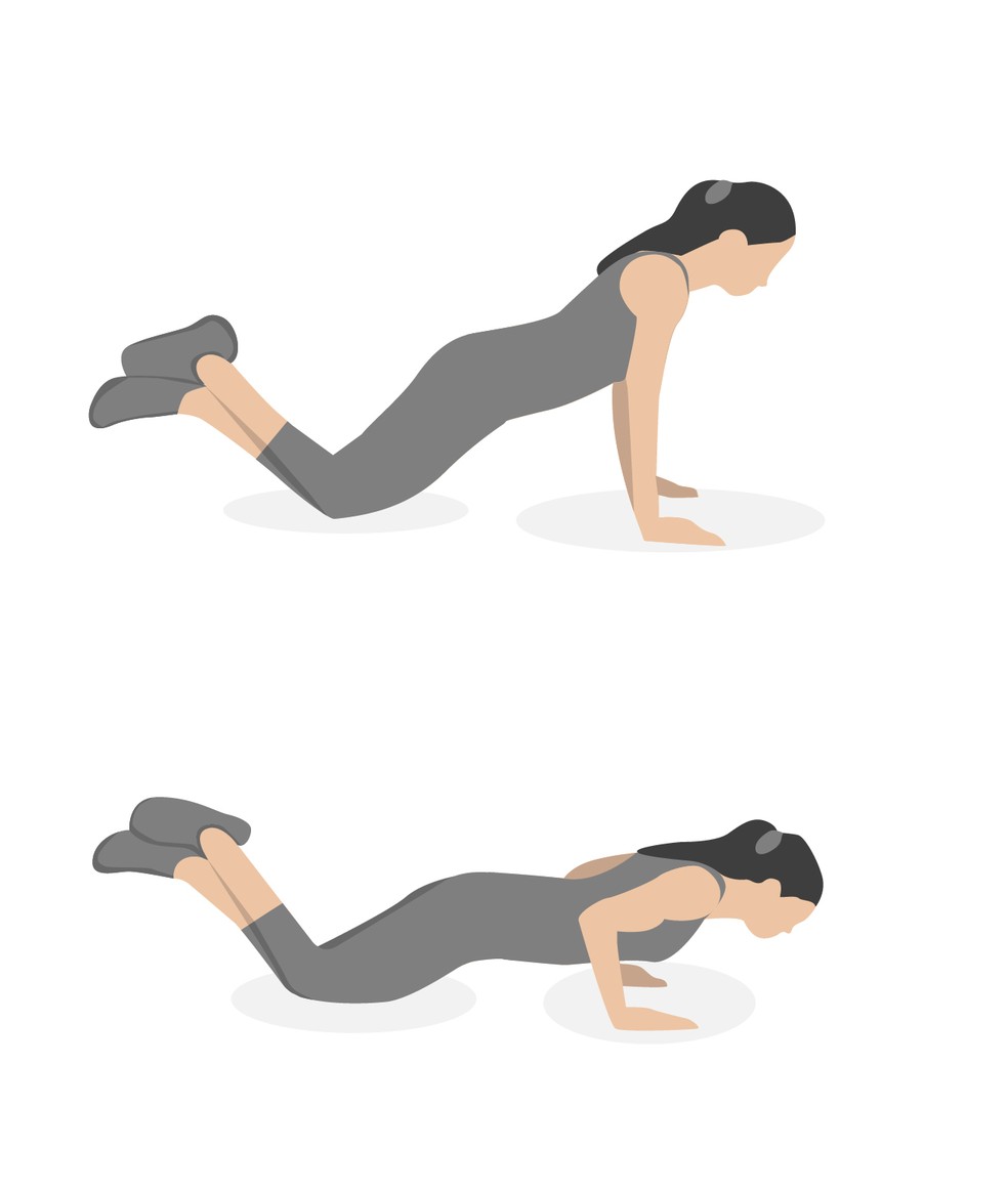 Teste de flexão de braços para mulheres — Foto: arte g1