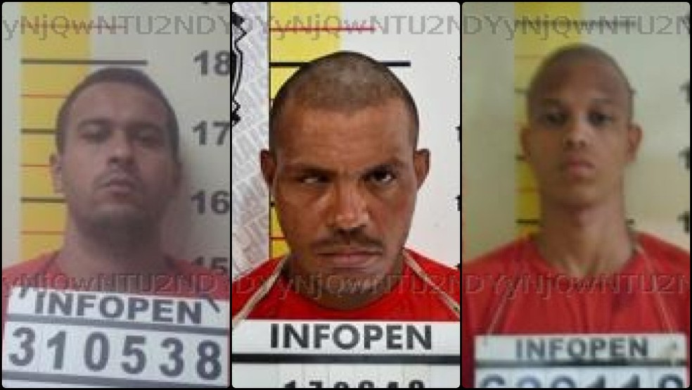 Manoelzito Gil de Souza, Tiago das Neves de Jesus e Rainne Rodrigues da Silva de Moraes são procurados — Foto: Redes Sociais