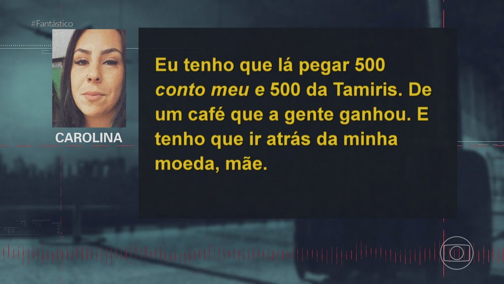 Em mensagem conseguida pela PF, uma das investigadas fala sobre o dinheiro que iria receber. — Foto: TV Globo/Reprodução