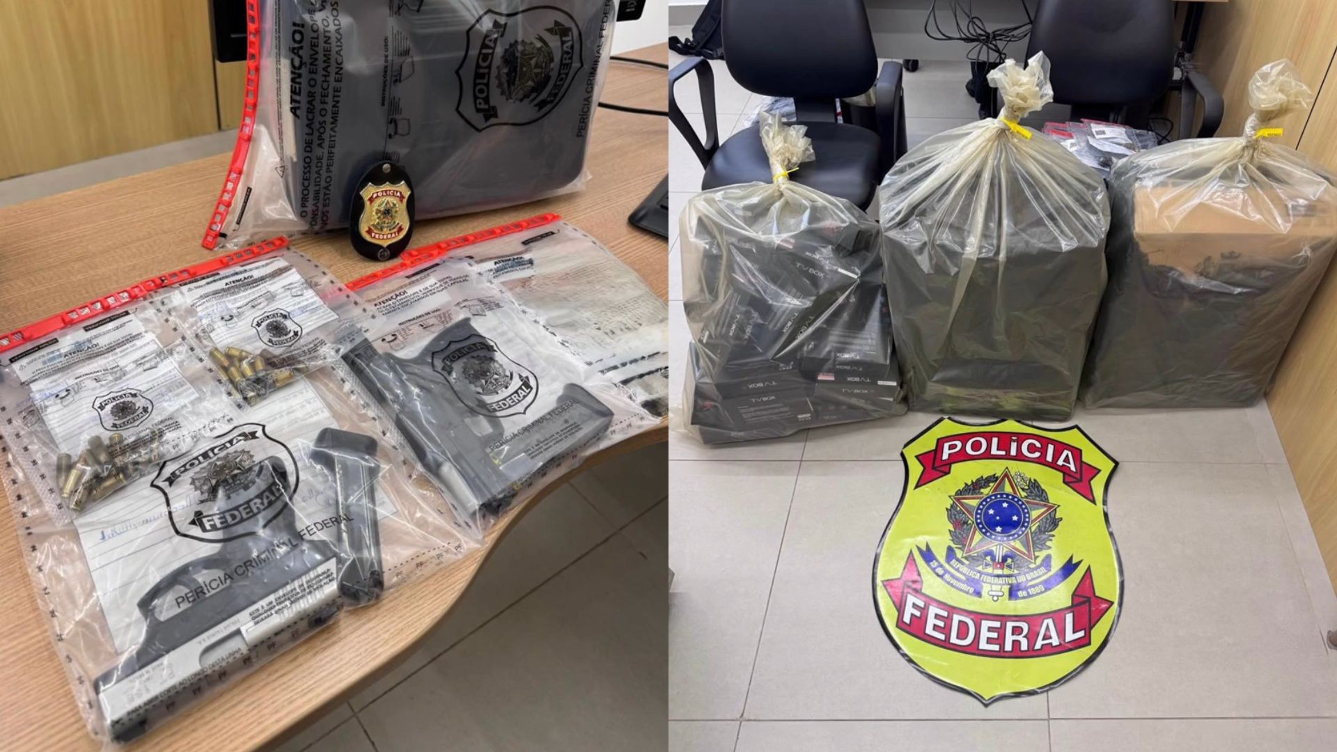 PF prende suspeito de fraudes em registro de CAC, posse ilegal de armas e contrabando de receptores piratas de TV em BH