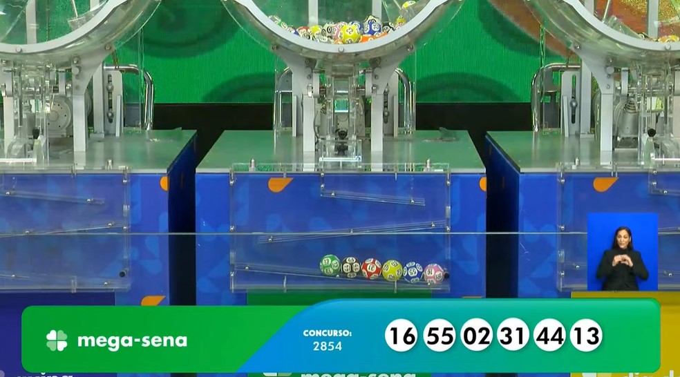 Números sorteados da Mega-Sena, concurso 2854 — Foto: Divulgação/Caixa