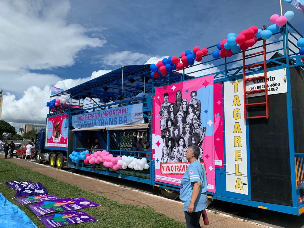 Primeira Marsha Trans do Brasil, em Brasília — Foto: Gabriel Tibaldo/TV Globo
