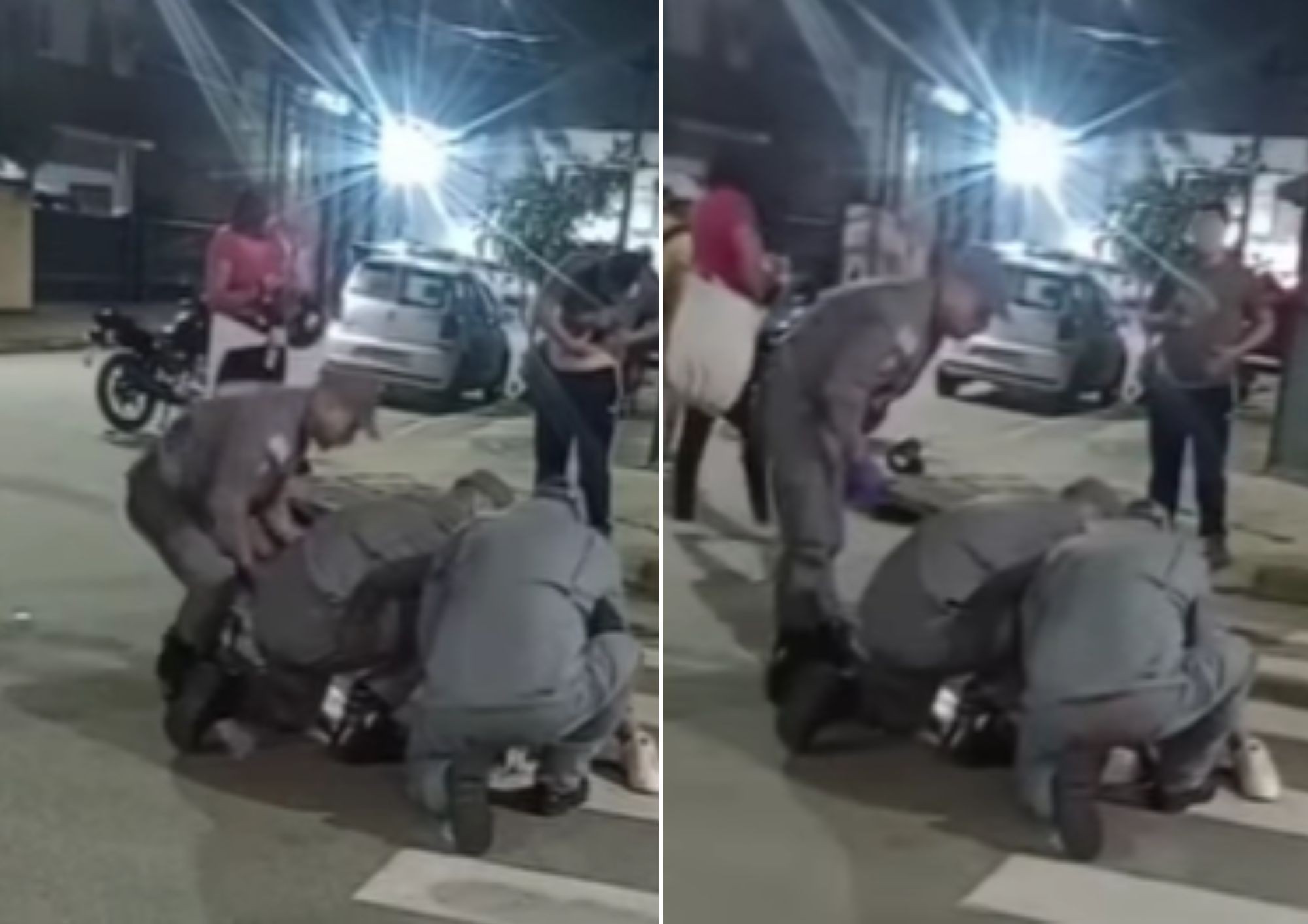 Motociclista fratura a perna após colisão em cruzamento movimentado no Guarujá, SP