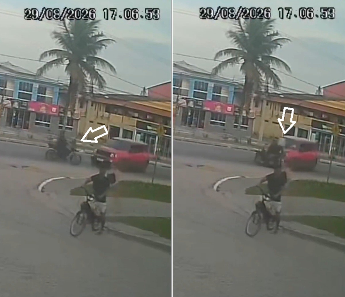 VÍDEO: motociclista gira por cima de carro após colisão em Cabo Frio 